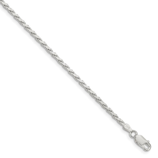 Million Charms 925 Sterling Silver 2.50mm Flat Rope Chain, Chain Length: 7 inches