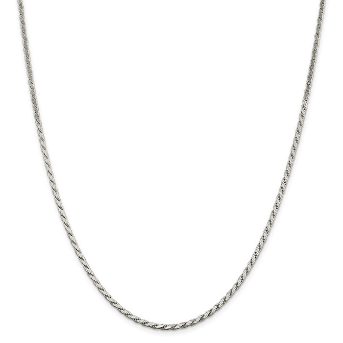 Million Charms 925 Sterling Silver 2.50mm Flat Rope Chain, Chain Length: 24 inches