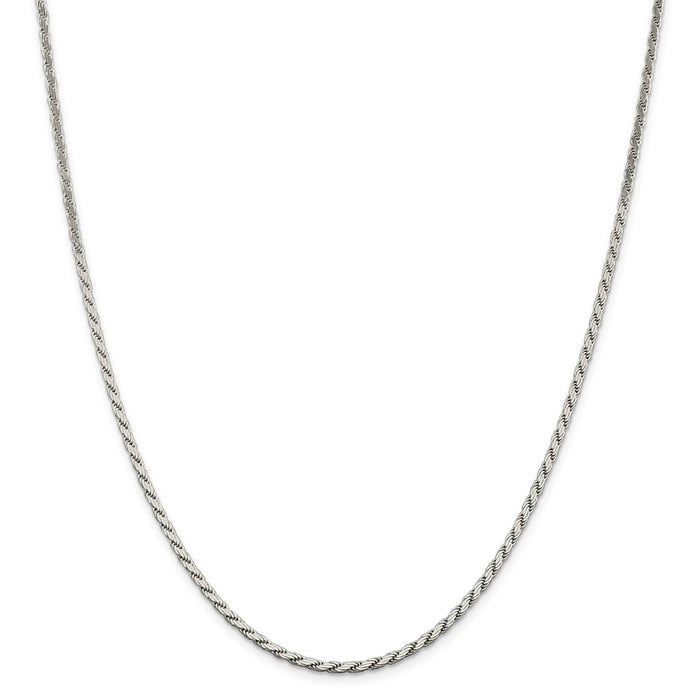 Million Charms 925 Sterling Silver 2.50mm Flat Rope Chain, Chain Length: 20 inches