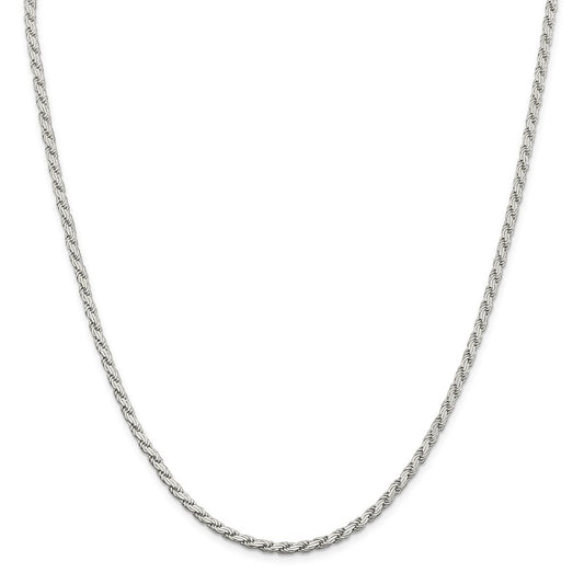 Million Charms 925 Sterling Silver 3.10mm Flat Rope Chain, Chain Length: 20 inches