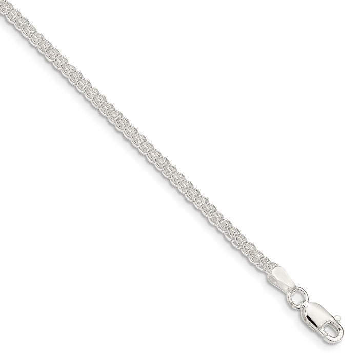 Million Charms 925 Sterling Silver 2.0mm Square Spiga Chain, Chain Length: 24 inches