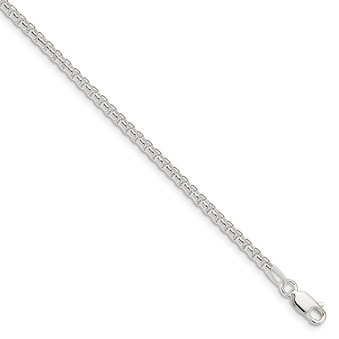 Million Charms 925 Sterling Silver 2.6mm Round Box Chain, Chain Length: 18 inches