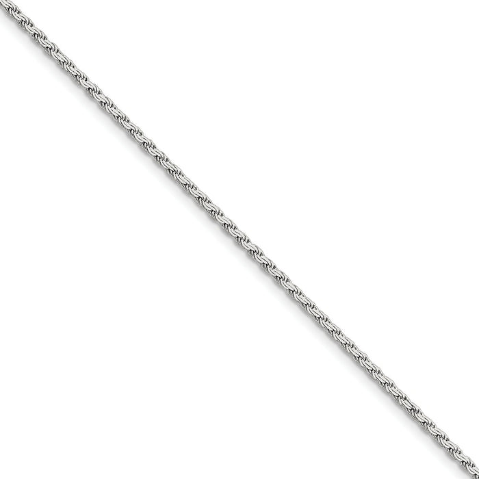 Million Charms 925 Sterling Silver 2.25mm Flat Rope Chain, Chain Length: 7 inches
