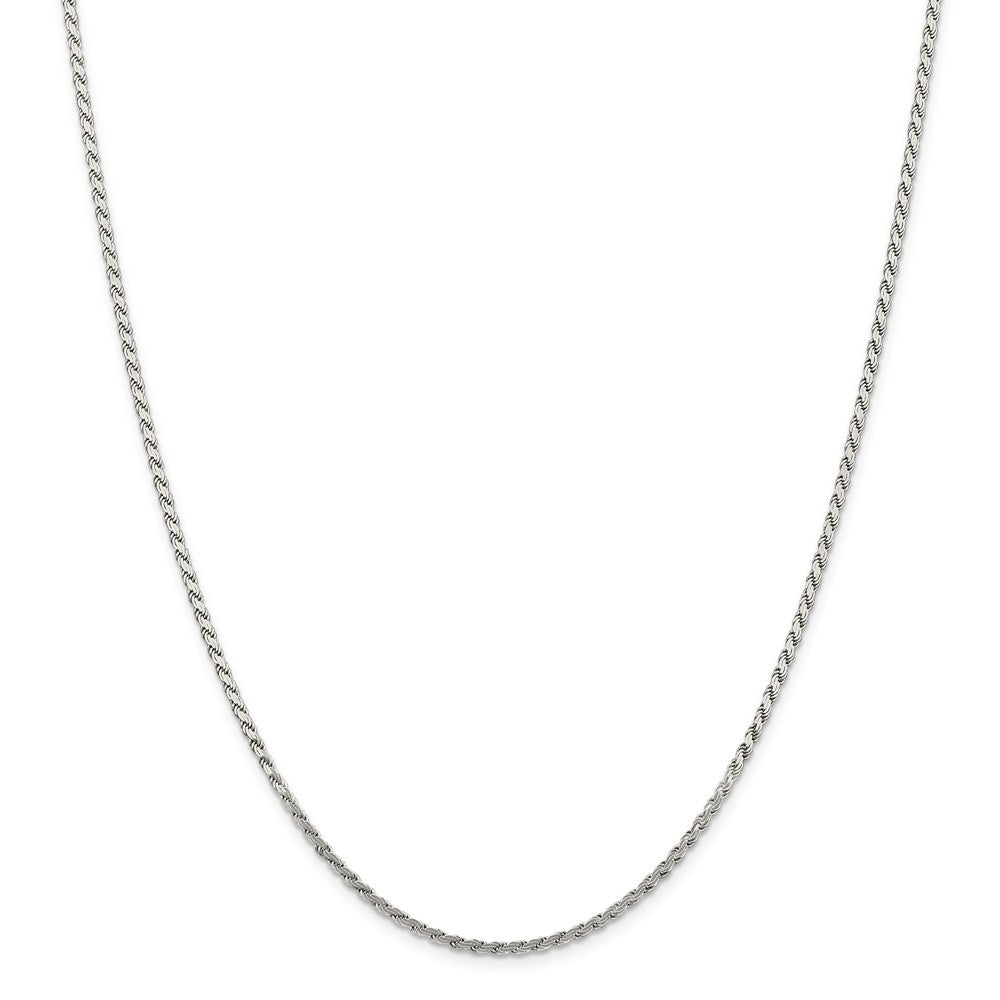 Million Charms 925 Sterling Silver 2.25mm Flat Rope Chain, Chain Length: 24 inches