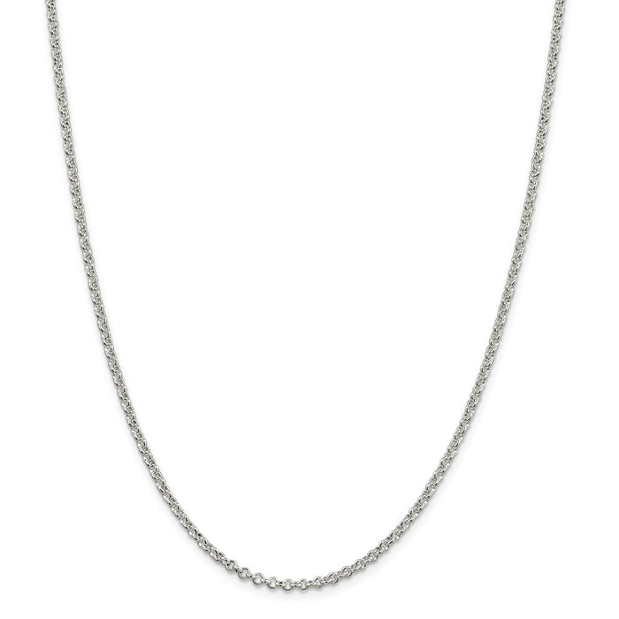 Million Charms 925 Sterling Silver 2.5mm Rolo Chain, Chain Length: 36 inches
