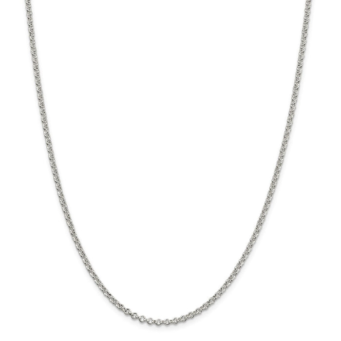 Million Charms 925 Sterling Silver 2.5mm Rolo Chain, Chain Length: 16 inches