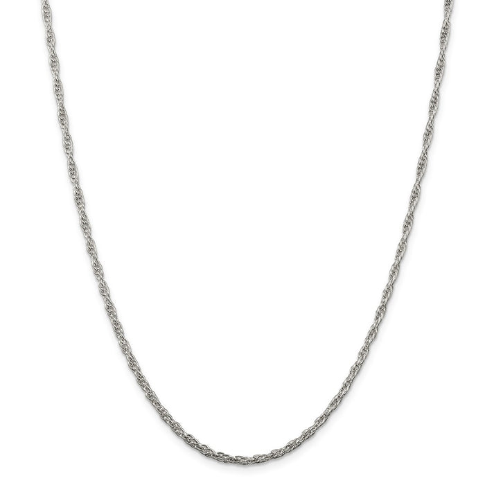 Million Charms 925 Sterling Silver 2.45mm Loose Rope Chain, Chain Length: 16 inches