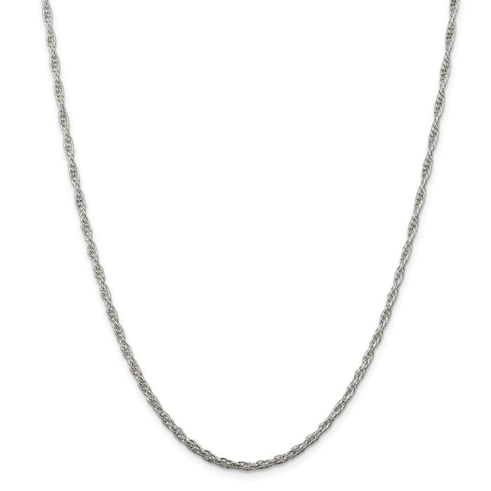 Million Charms 925 Sterling Silver 2.45mm Loose Rope Chain, Chain Length: 30 inches