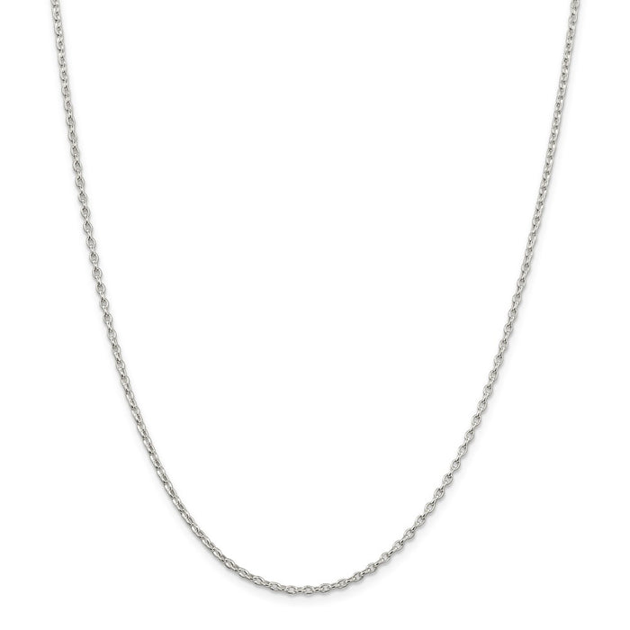 Million Charms 925 Sterling Silver 1.6mm Long Link Rolo Chain, Chain Length: 16 inches