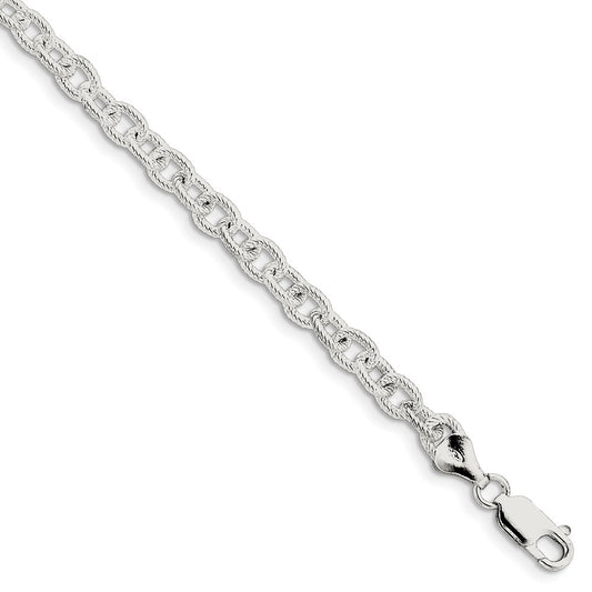 Million Charms 925 Sterling Silver 6.25mm Fancy Rolo Chain, Chain Length: 7 inches