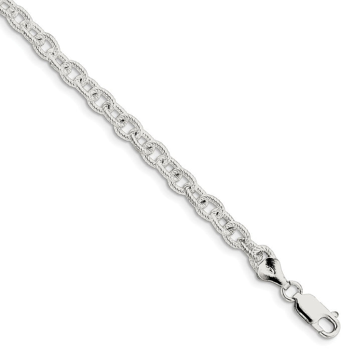 Million Charms 925 Sterling Silver 6.25mm Fancy Rolo Chain, Chain Length: 8 inches