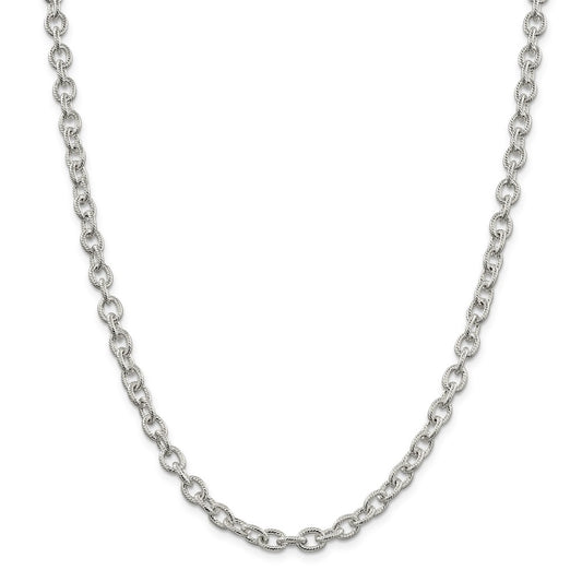 Million Charms 925 Sterling Silver 6.25mm Fancy Rolo Chain, Chain Length: 24 inches