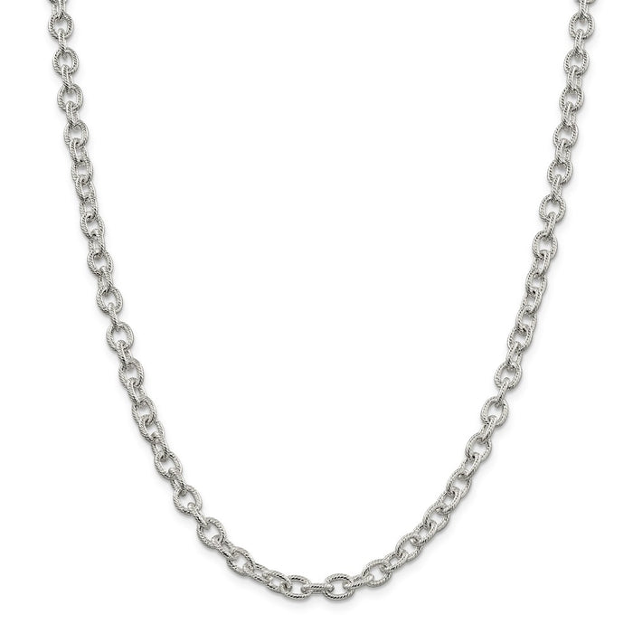 Million Charms 925 Sterling Silver 6.25mm Fancy Rolo Chain, Chain Length: 18 inches