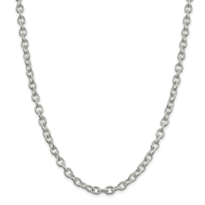 Million Charms 925 Sterling Silver 6.25mm Fancy Rolo Chain, Chain Length: 20 inches