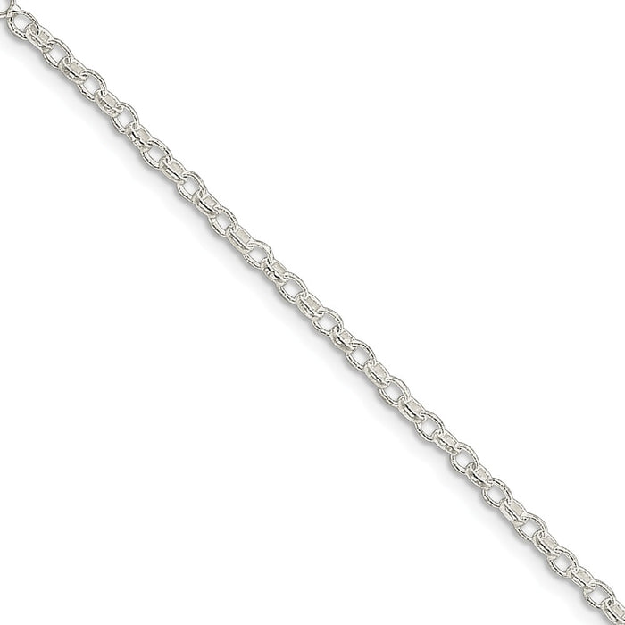 Million Charms 925 Sterling Silver 3mm Fancy Rolo Chain, Chain Length: 7 inches