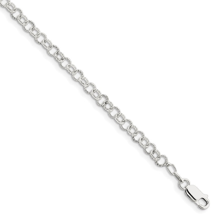 Million Charms 925 Sterling Silver 4.55mm Fancy Rolo Chain, Chain Length: 7 inches