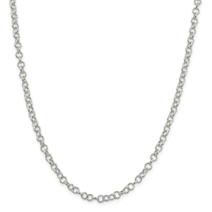 Million Charms 925 Sterling Silver 4.55mm Fancy Rolo Chain, Chain Length: 24 inches