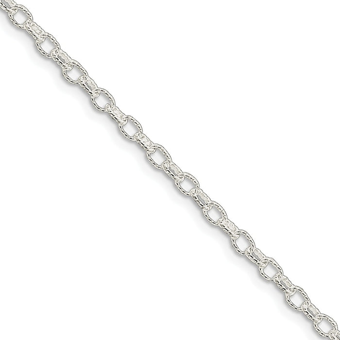 Million Charms 925 Sterling Silver 3.75mm Fancy Rolo Chain, Chain Length: 7 inches