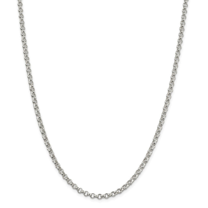 Million Charms 925 Sterling Silver 4mm Rolo Chain, Chain Length: 36 inches