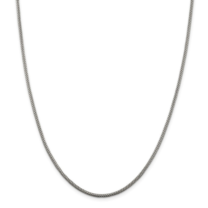 Million Charms 925 Sterling Silver 2mm Corona Chain, Chain Length: 16 inches