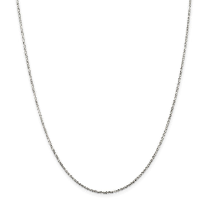 Million Charms 925 Sterling Silver Rhodium-plated 1.3mm Loose Rope Chain, Chain Length: 16 inches