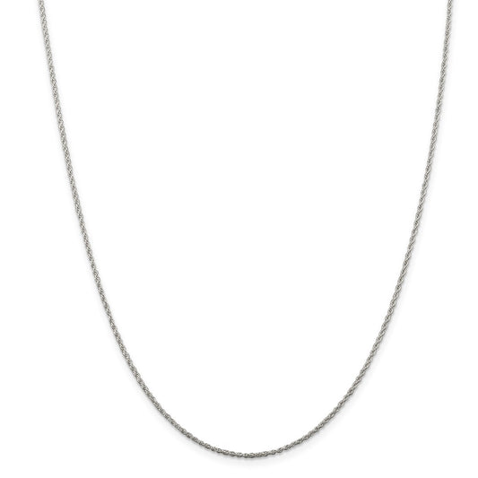Million Charms 925 Sterling Silver Rhodium-plated 1.3mm Loose Rope Chain, Chain Length: 24 inches