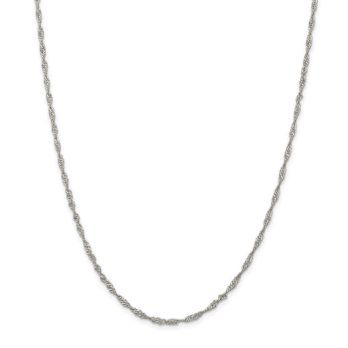 Million Charms 925 Sterling Silver 2.25mm Singapore Chain, Chain Length: 18 inches