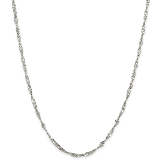 Million Charms 925 Sterling Silver 3.00mm Singapore Chain, Chain Length: 18 inches