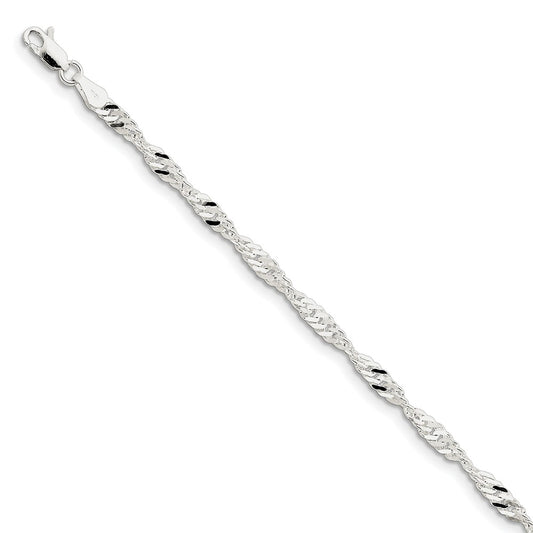 Million Charms 925 Sterling Silver 3.50mm Singapore Chain, Chain Length: 7 inches