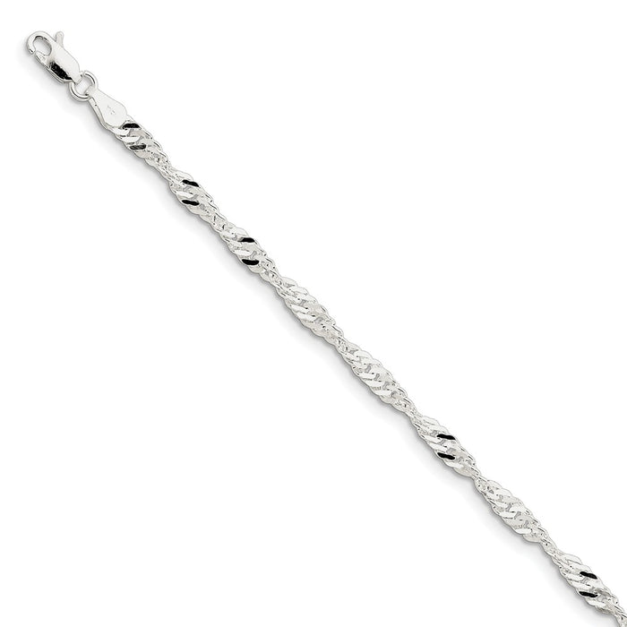 Million Charms 925 Sterling Silver 3.50mm Singapore Chain, Chain Length: 7 inches