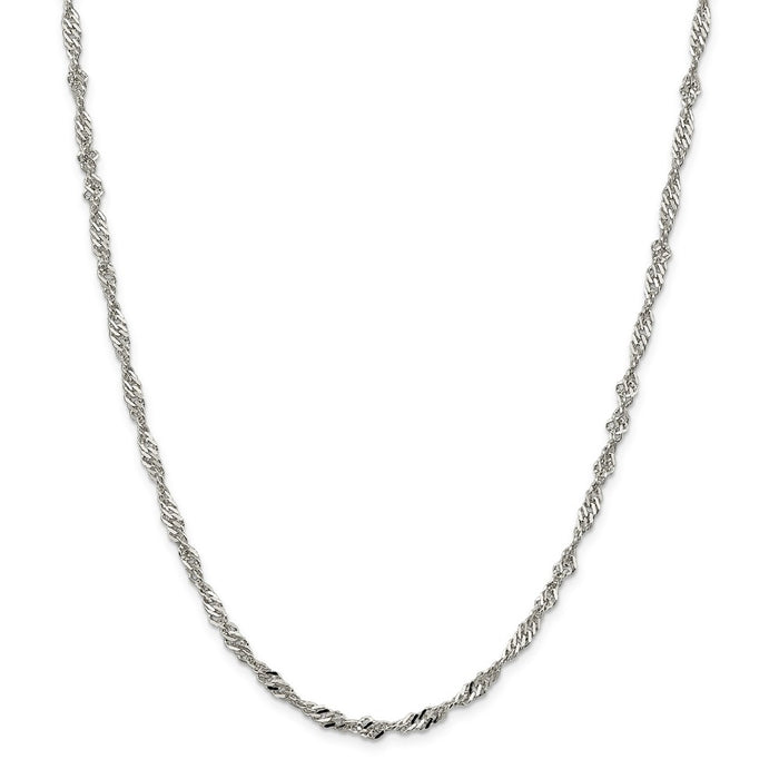 Million Charms 925 Sterling Silver 3.50mm Singapore Chain, Chain Length: 24 inches