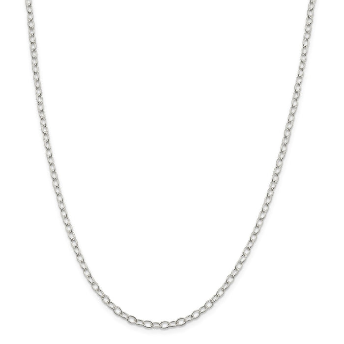 Million Charms 925 Sterling Silver 3.40mm Oval Cable Chain, Chain Length: 16 inches