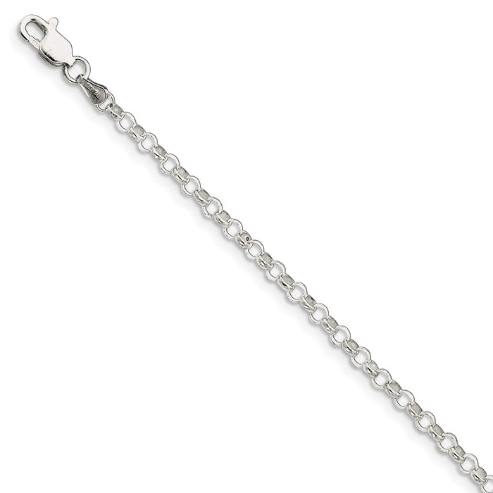 Million Charms 925 Sterling Silver 3.0mm Belcher Light Chain, Chain Length: 7 inches