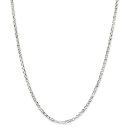Million Charms 925 Sterling Silver 3.0mm Rolo Light Chain, Chain Length: 36 inches