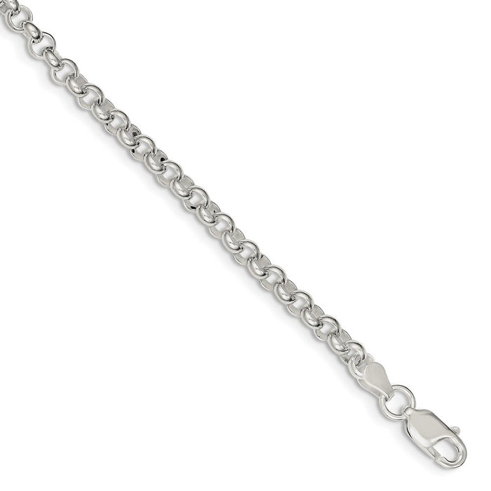 Million Charms 925 Sterling Silver 4.75mm Half Round Belcher Bracelet, Chain Length: 7.5 inches