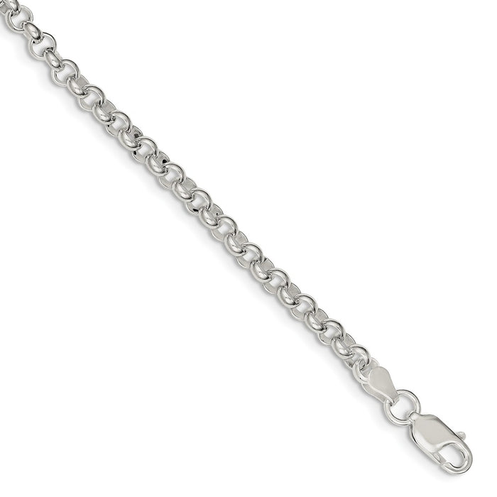 Million Charms 925 Sterling Silver 4.75mm Half Round Belcher Bracelet, Chain Length: 8.5 inches