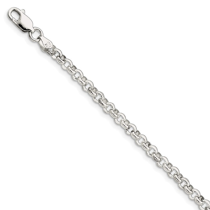 Million Charms 925 Sterling Silver 4.75mm Half Round Belcher Bracelet, Chain Length: 8 inches