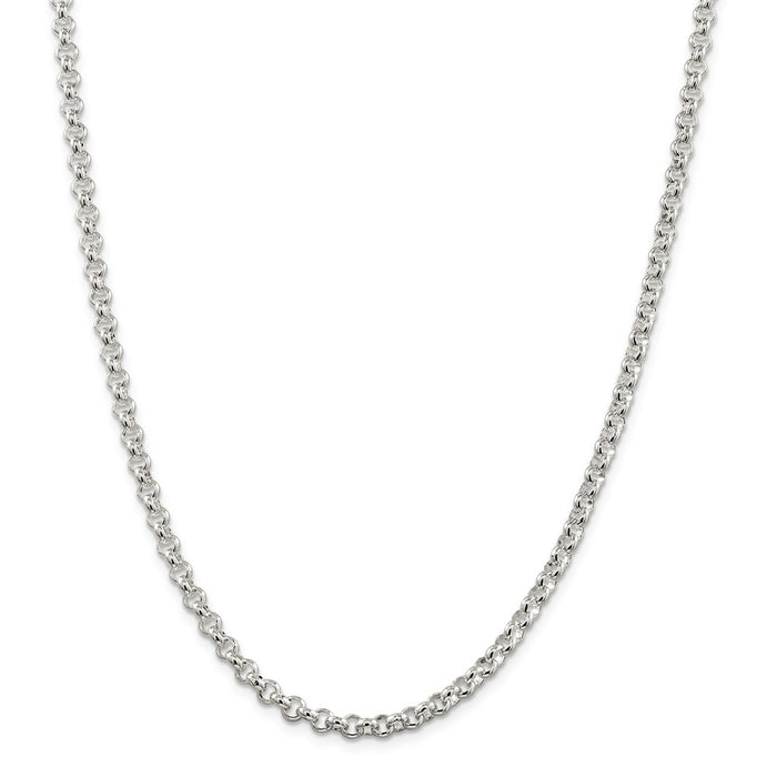 Million Charms 925 Sterling Silver 4.75mm Half Round Rolo Chain, Chain Length: 36 inches