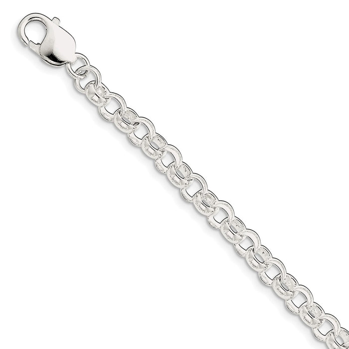 Million Charms 925 Sterling Silver 6.75mm Fancy Link Bracelet, Chain Length: 7 inches