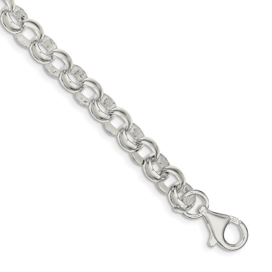 Million Charms 925 Sterling Silver 8.00mm Belcher Light Bracelet, Chain Length: 7.5 inches