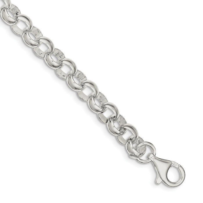 Million Charms 925 Sterling Silver 8.00mm Belcher Light Bracelet, Chain Length: 7.5 inches