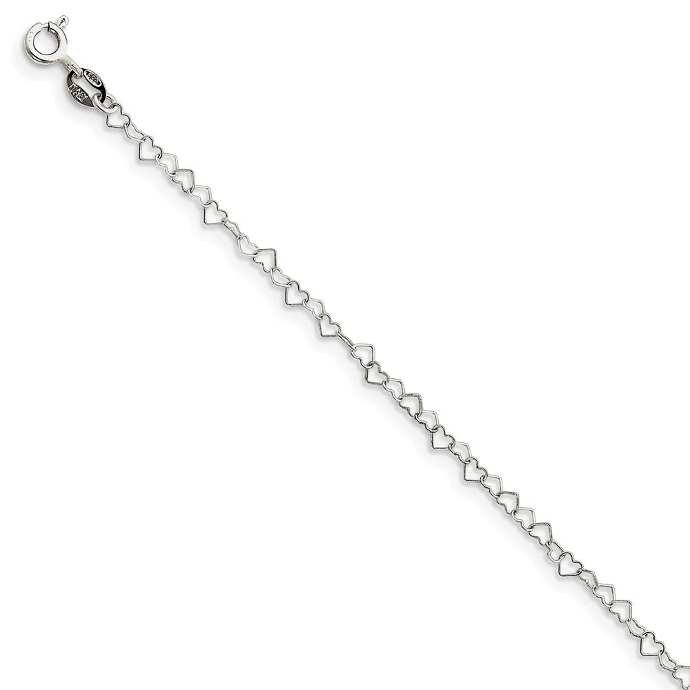Million Charms 925 Sterling Silver 3.5mm Fancy Heart Link Bracelet, Chain Length: 7 inches