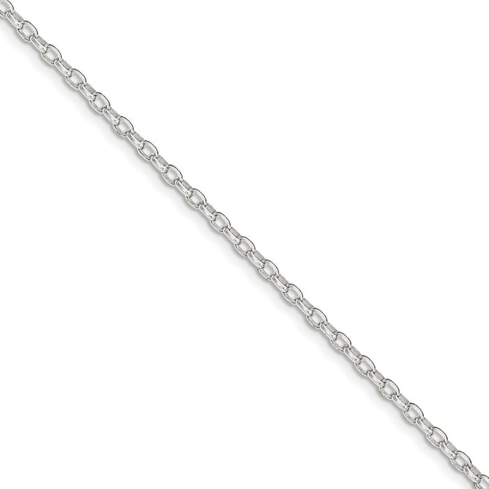 Million Charms 925 Sterling Silver 3.2mm Oval Rolo Bracelet, Chain Length: 8 inches