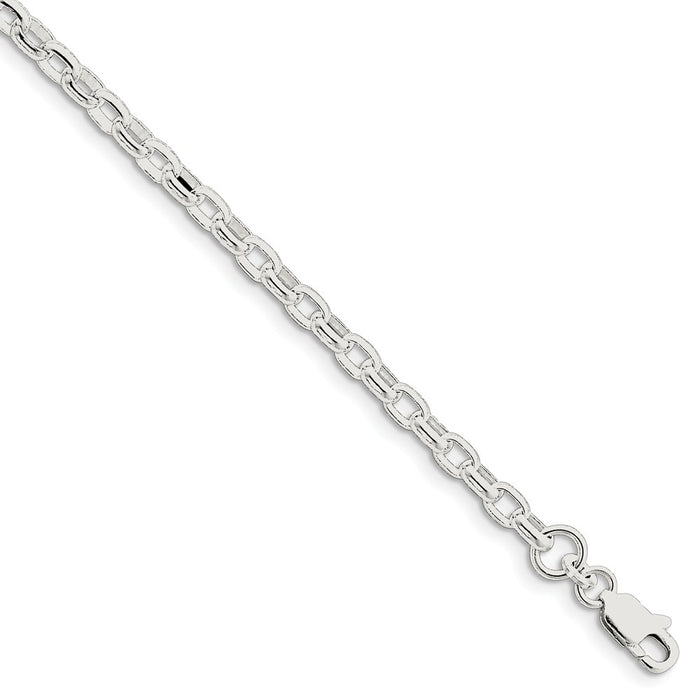 Million Charms 925 Sterling Silver 4.4mm Oval Rolo Bracelet, Chain Length: 7 inches