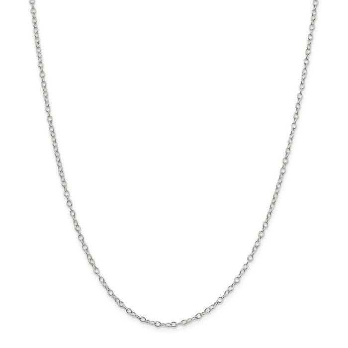 Million Charms 925 Sterling Silver 2.25mm Oval cable chain, Chain Length: 16 inches