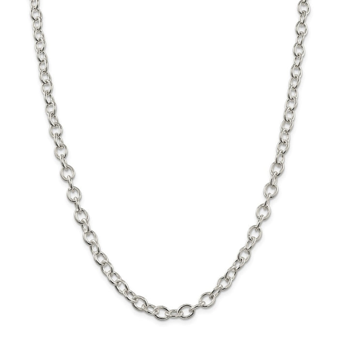 Million Charms 925 Sterling Silver 6.8mm Oval cable chain, Chain Length: 16 inches