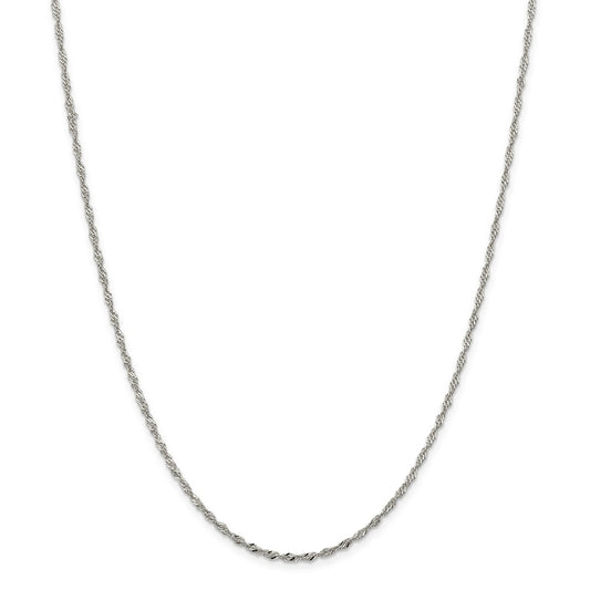 Million Charms 925 Sterling Silver 2mm Singapore Chain, Chain Length: 16 inches