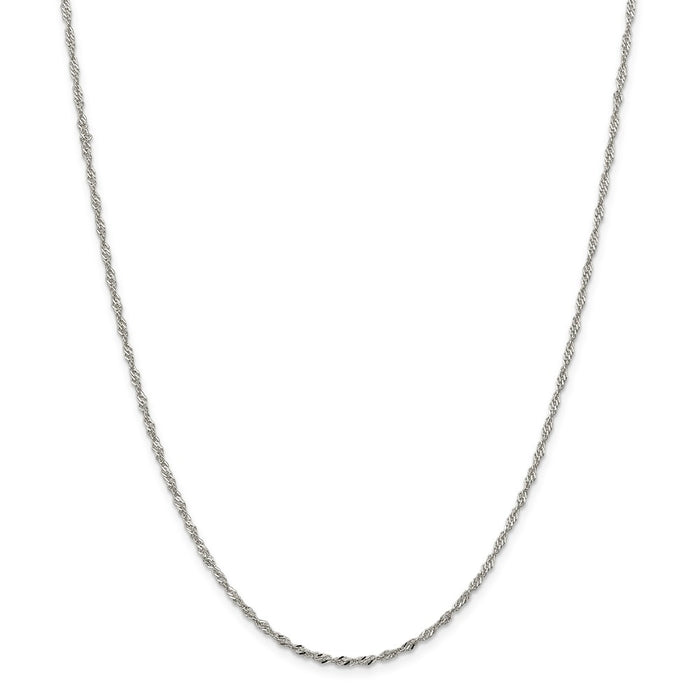 Million Charms 925 Sterling Silver 2mm Singapore Chain, Chain Length: 16 inches