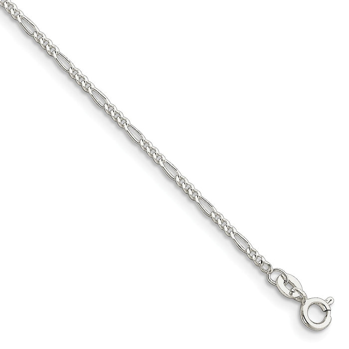 Million Charms 925 Sterling Silver 1.75mm Figaro Chain, Chain Length: 7 inches