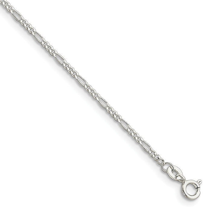 Million Charms 925 Sterling Silver 1.75mm Figaro Chain, Chain Length: 8 inches